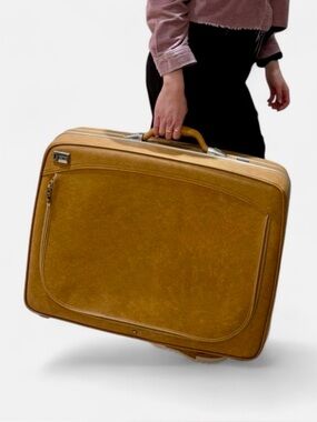 Vintage Rare 1950s DIONITE Large Leather Luggage Suit Case